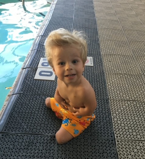 TIRR Memorial Hermann pediatric patient, Zach, at the pool.